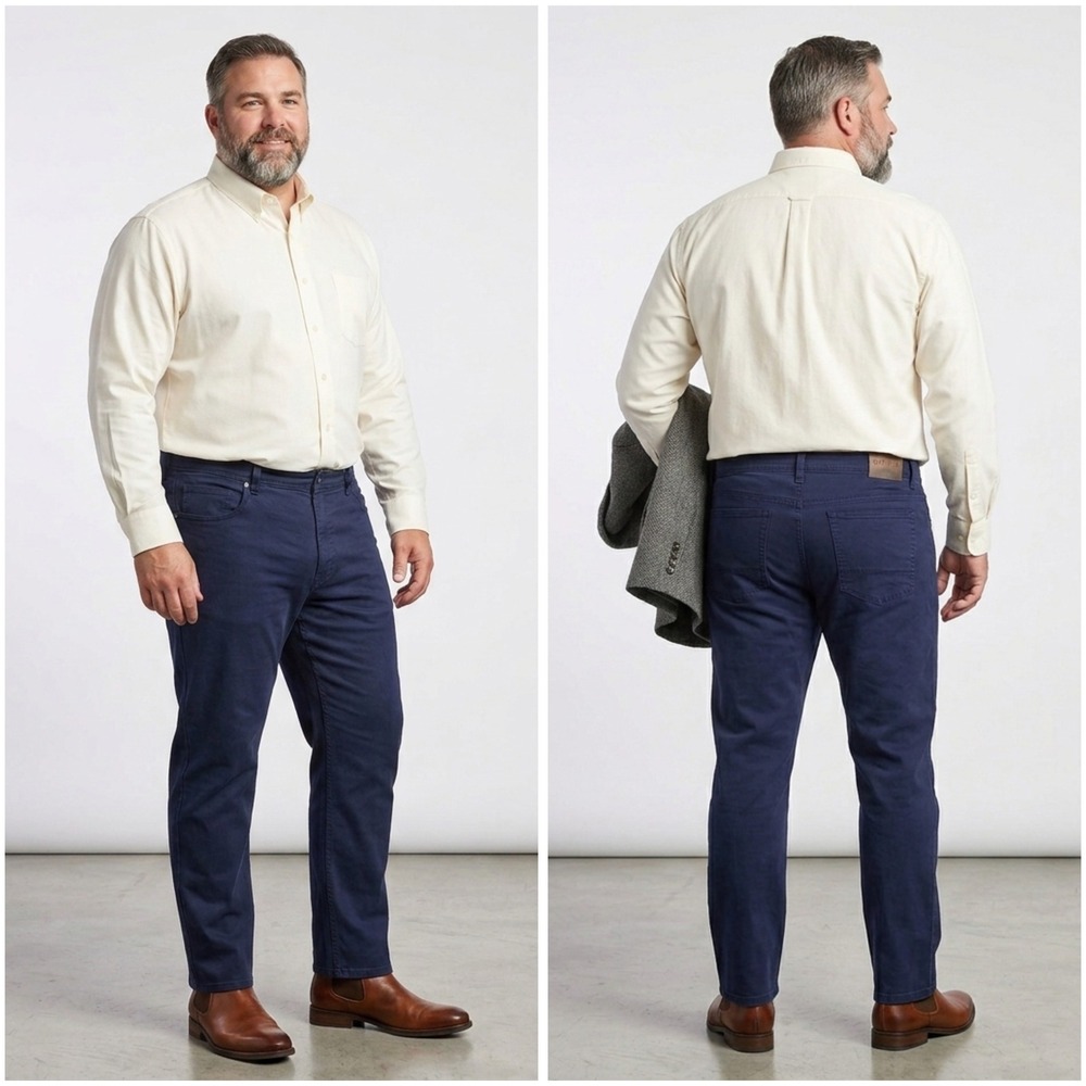 Orvis Mens Navy Blue Five Pocket Stretch Twill Chino Pants 38x32 2M17